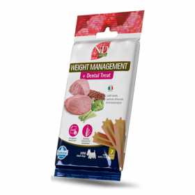 Дентални лакомства за контрол на теглото N&D Dog Dental Treat Weight Management Adult Mini  за кучета от дребни породи с киноа, агнешко, броколи и аспержи 60 гр